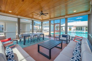 Screened-in patio and social area